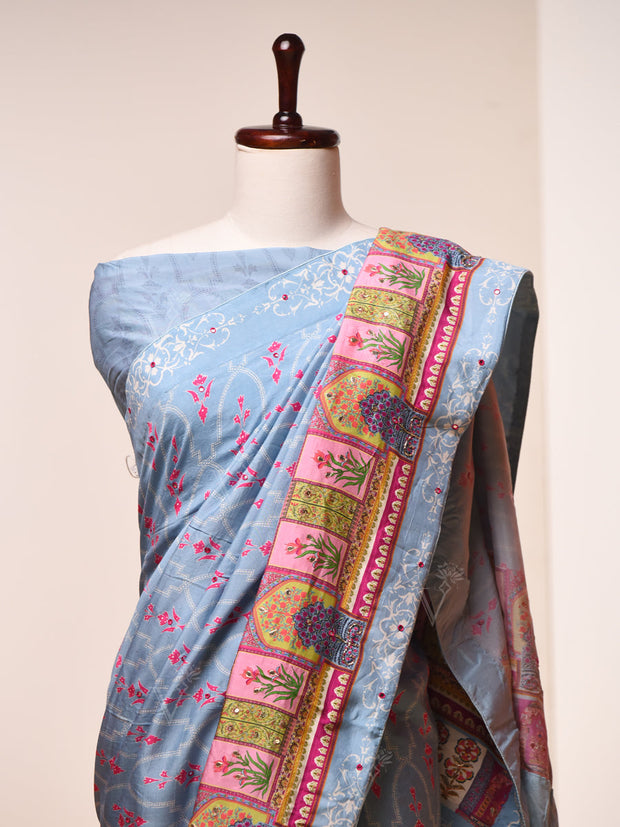 Air Force Blue Vasansi Silk Saree