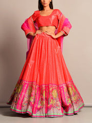 Orange Leheriya Lehenga Set (Special Price)