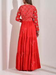 Red Silk Bandhani Kurta and Palazzo Set