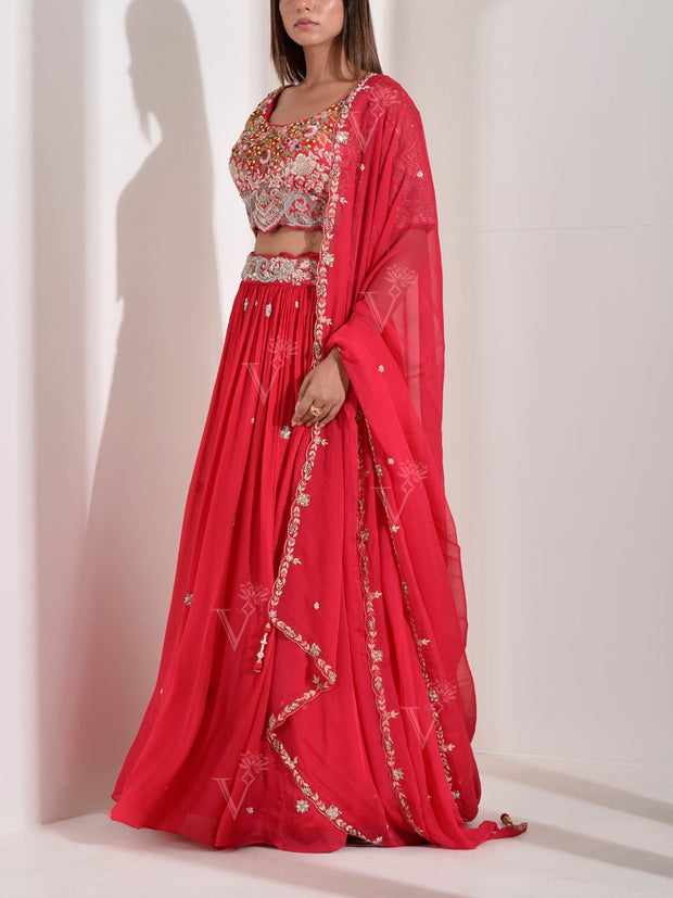 Rani Pink Embroidered Lehenga Set