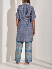 Blue Vasansi Silk Printed Kaftan Set