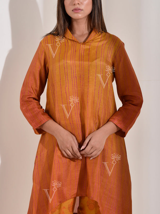 Orange shaded Vasansi Silk Asymmetric Co-ord Set