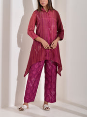 Wine shaded Vasansi Silk Asymmetric Co-ord Set