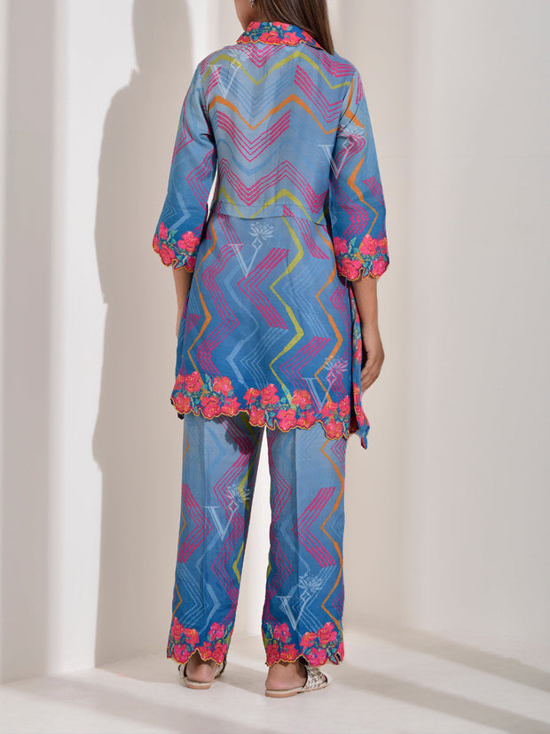 Blue Vasansi Silk Printed Co-ord Set