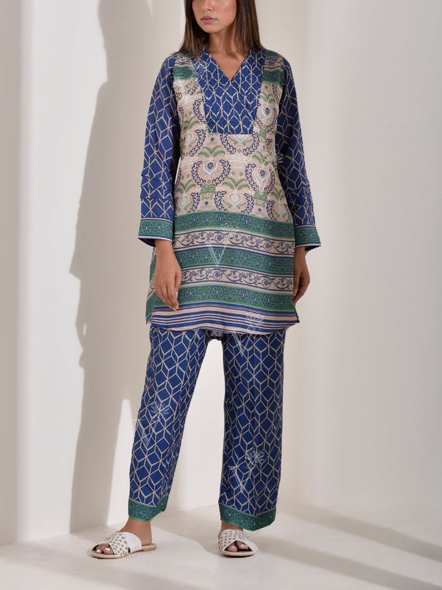 Blue Vasansi Silk Printed Co-ord Set