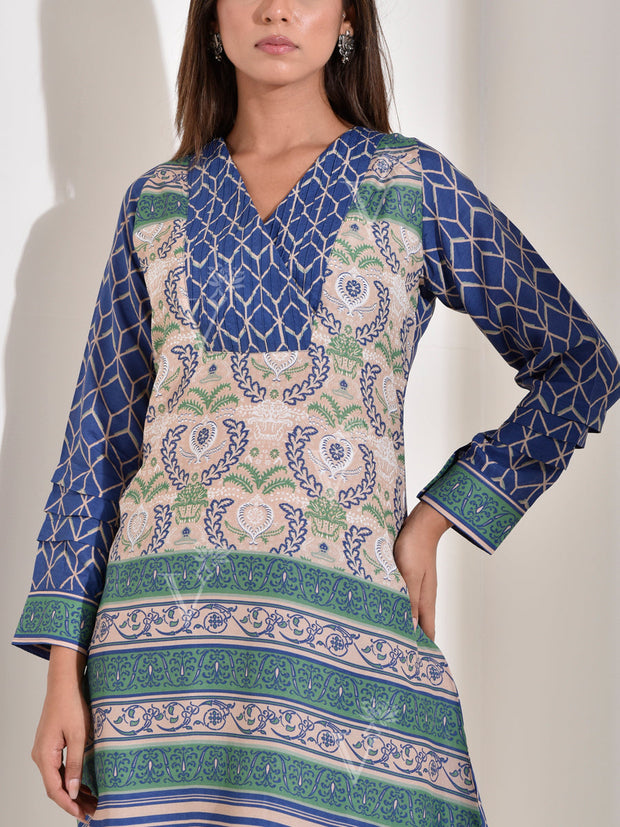 Blue Vasansi Silk Printed Co-ord Set