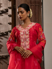 Red Vasansi Silk Kurta and Palazzo Set