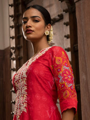 Red Vasansi Silk Kurta and Palazzo Set