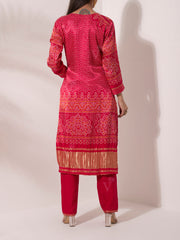 Red Pink Satin Kurta Set