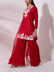 Red Chanderi Sharara Set