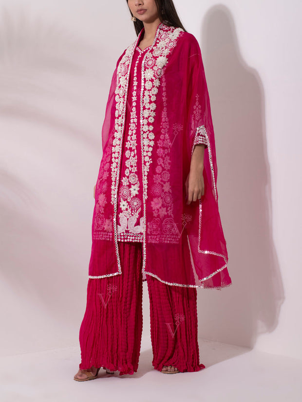 Rani Pink Chanderi Sharara Set