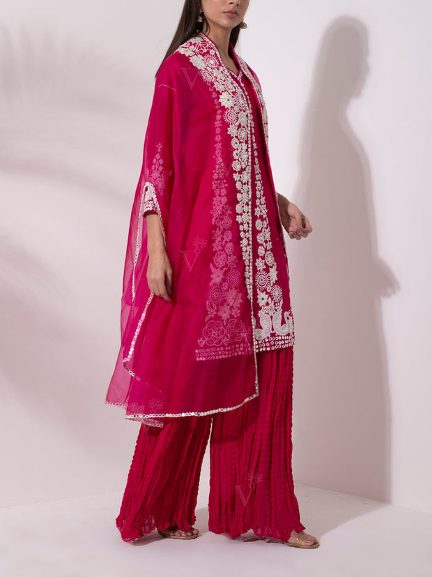 Rani Pink Chanderi Sharara Set