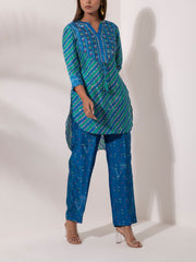 Blue And Green Vasansi Silk Kurta Set