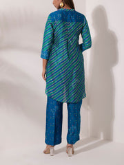 Blue And Green Vasansi Silk Kurta Set