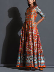 Orange Patola Anarkali Gown