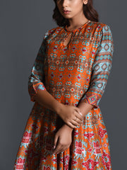 Orange Patola Anarkali Gown