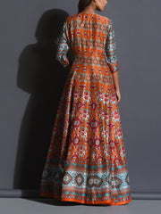 Orange Patola Anarkali Gown