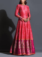 Hot Pink Bandhani Anarkali Gown