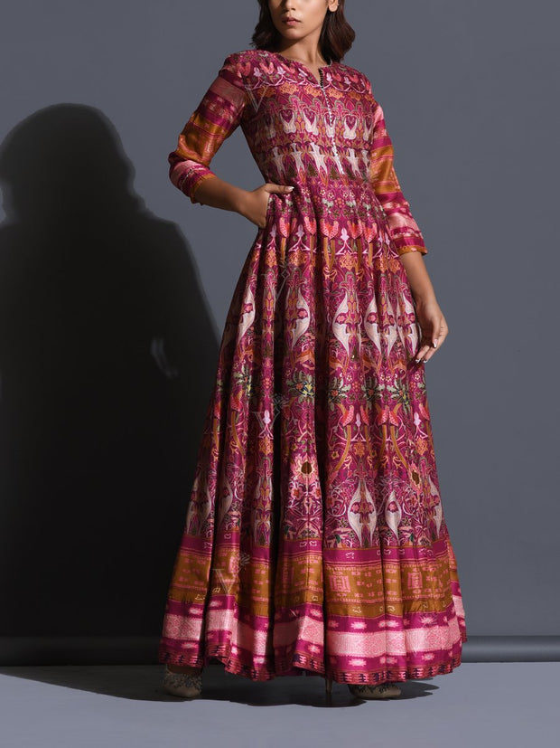 Magenta Pink Handcrafted Anarkali Gown