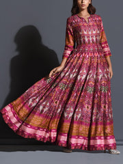 Magenta Pink Handcrafted Anarkali Gown