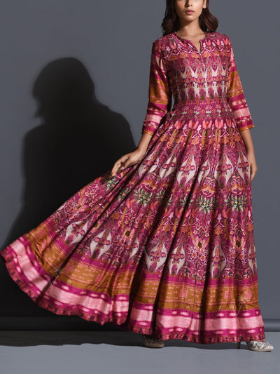 Magenta Pink Handcrafted Anarkali Gown