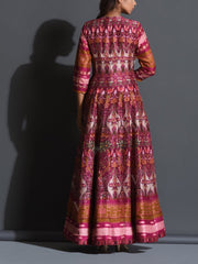 Magenta Pink Handcrafted Anarkali Gown