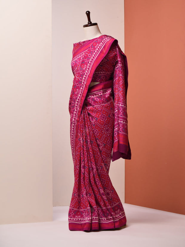 Ruby Pink Vasansi Silk Patola Saree