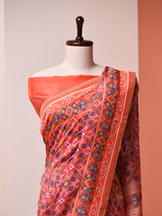 Coral Peach Vasansi Silk Patola Saree