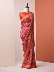 Coral Peach Vasansi Silk Patola Saree