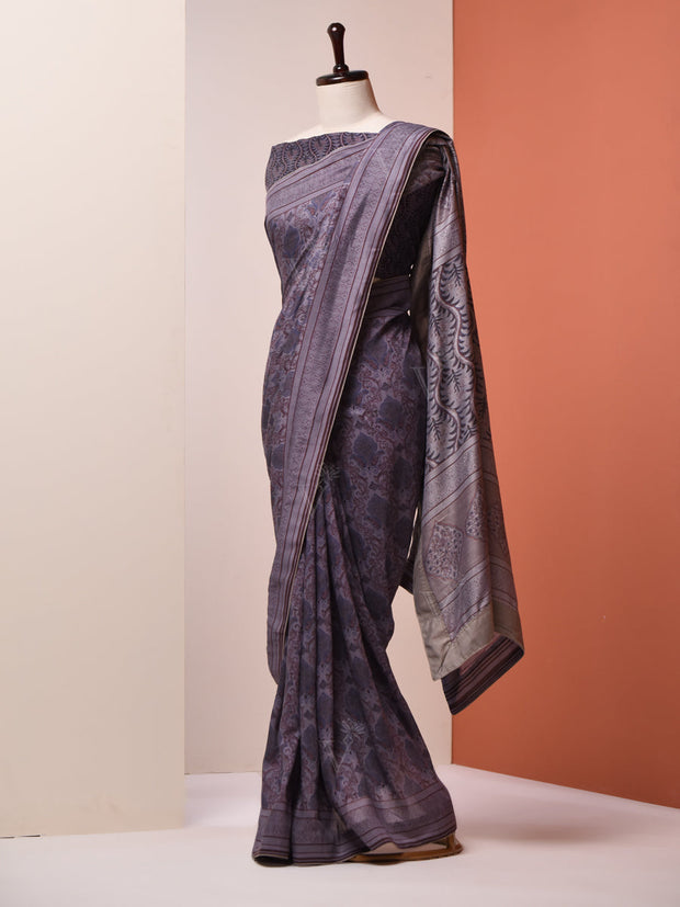 Dove Grey Vasansi Silk Saree