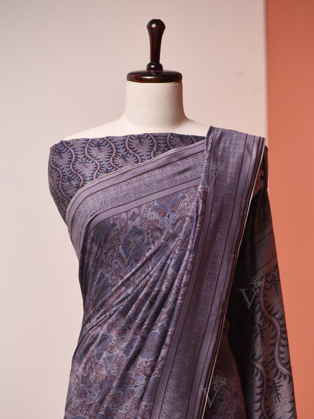 Dove Grey Vasansi Silk Saree