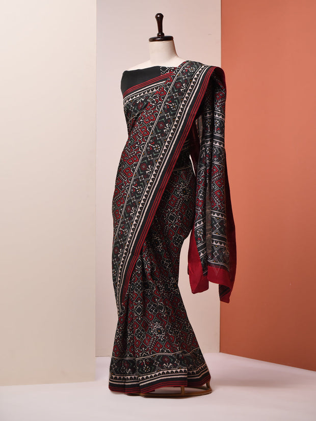 Black Vasansi Silk Patola Saree