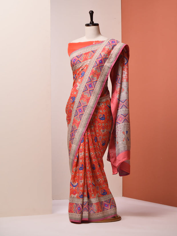 Peach Vasansi Silk Patola Saree