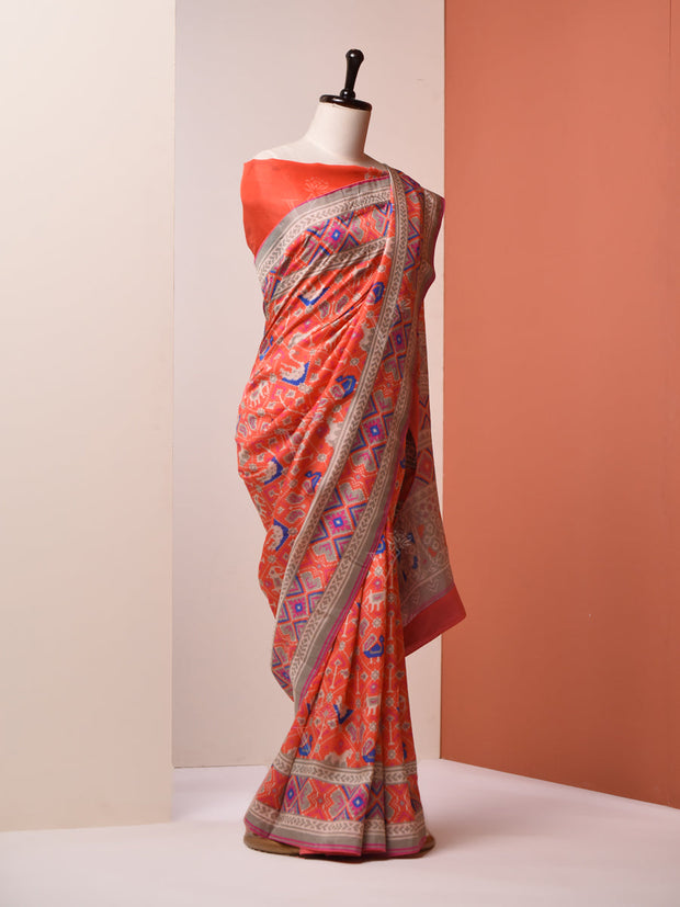 Peach Vasansi Silk Patola Saree