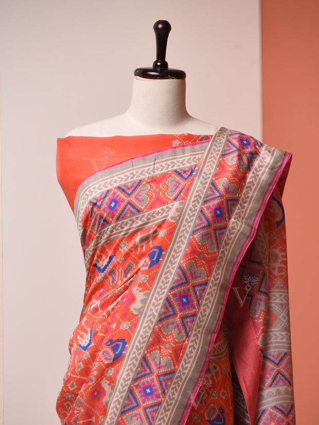 Peach Vasansi Silk Patola Saree