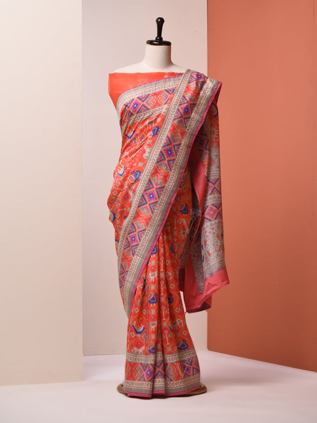 Peach, Vasansi Silk, Patola, Saree  ,DD00, dropship, _label_Ready to Ship, CH