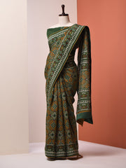 Army Green Vasansi Silk Patola Saree