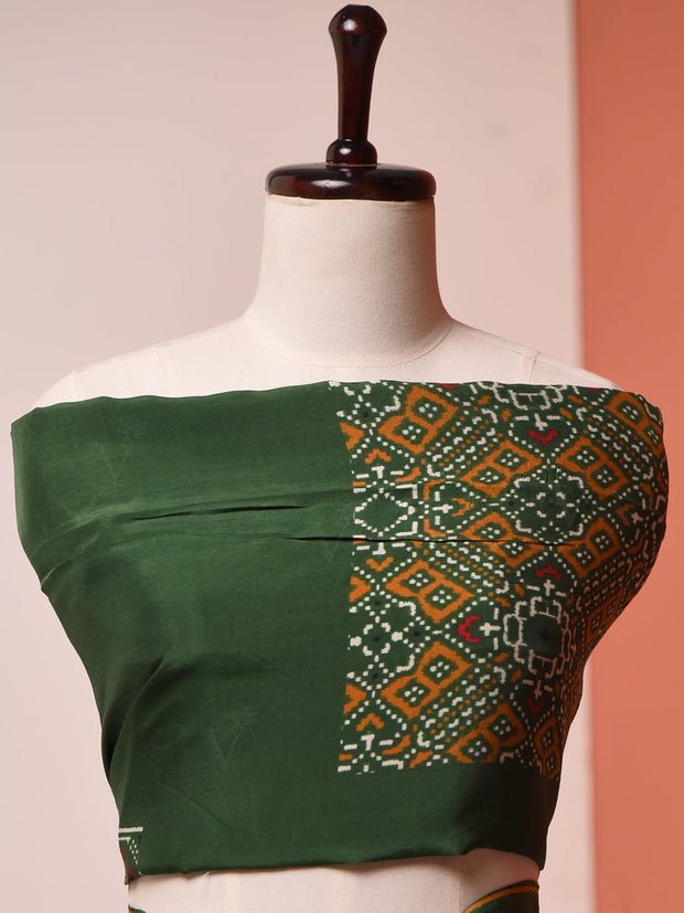 Army Green Vasansi Silk Patola Saree