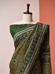 Army Green Vasansi Silk Patola Saree