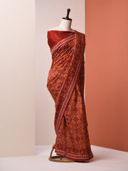 Brick Brown Vasansi Silk Patola Saree