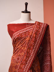 Brick Brown Vasansi Silk Patola Saree