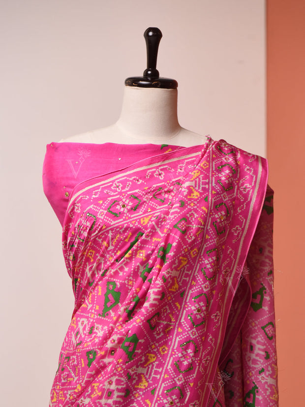 Hot Pink Vasansi Silk Patola Saree