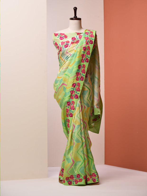 Mint Green, Floral, Vasansi Silk, Saree ,DD00, dropship, _label_Ready to Ship, CH