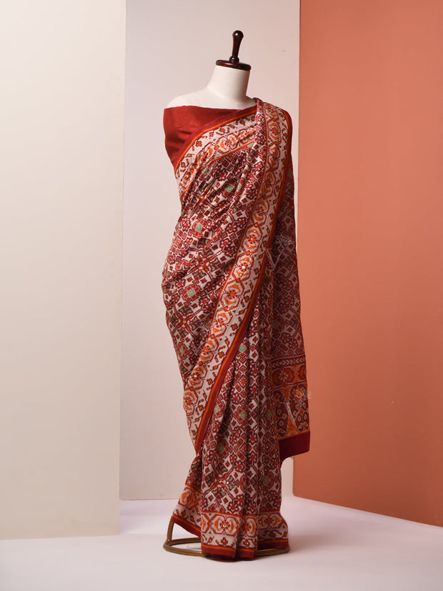 Brown Vasansi Silk Patola Saree