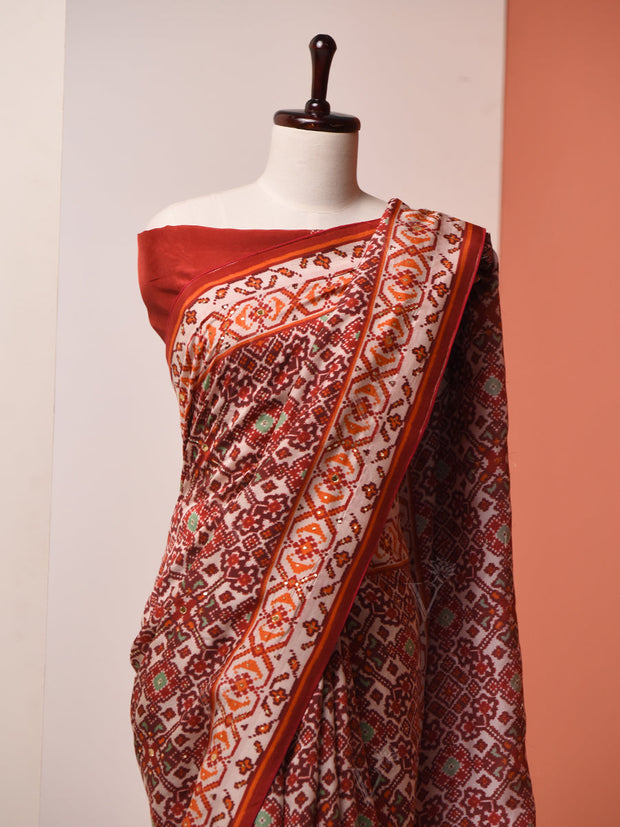 Brown Vasansi Silk Patola Saree