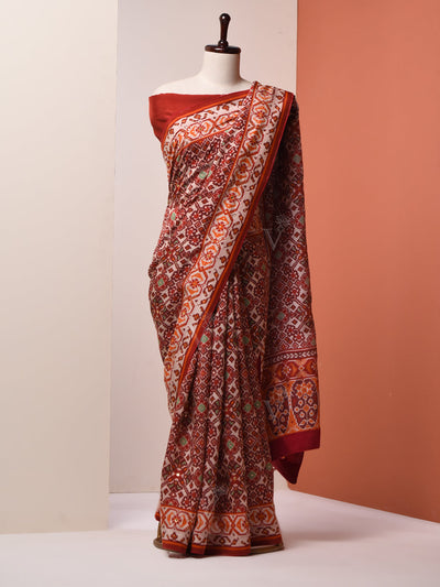 Brown, Vasansi Silk, Patola, Saree ,DD00, dropship, _label_Ready to Ship, CH