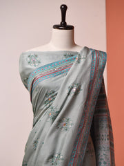 Dolphin Gray Vasansi Silk Saree