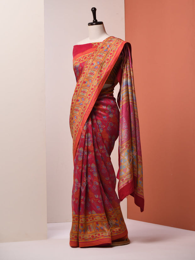 Pink Vasansi Silk Printed Saree