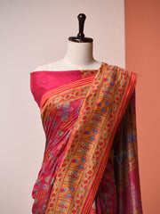 Pink Vasansi Silk Printed Saree