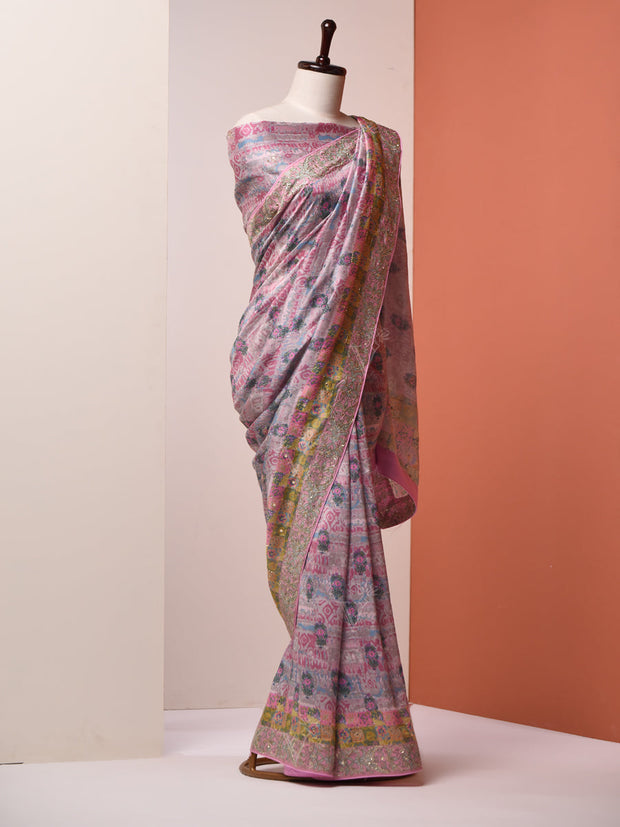 Multi-Color Vasansi Silk Printed Saree